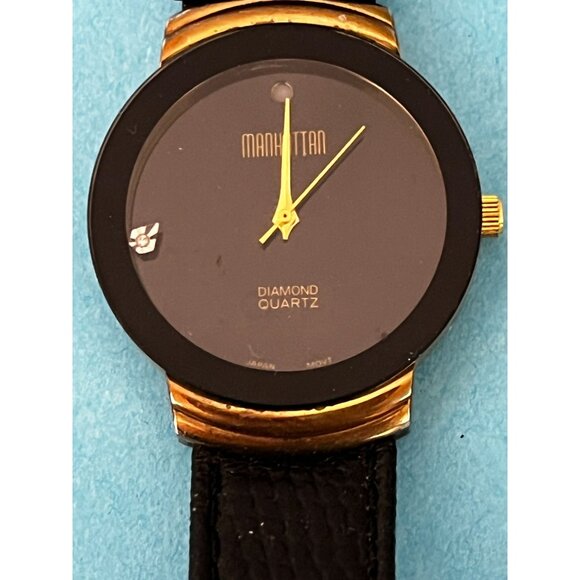 Manhattan Diamond Quartz Museum Watch Black *read** Needs battery S - Picture 1 of 13